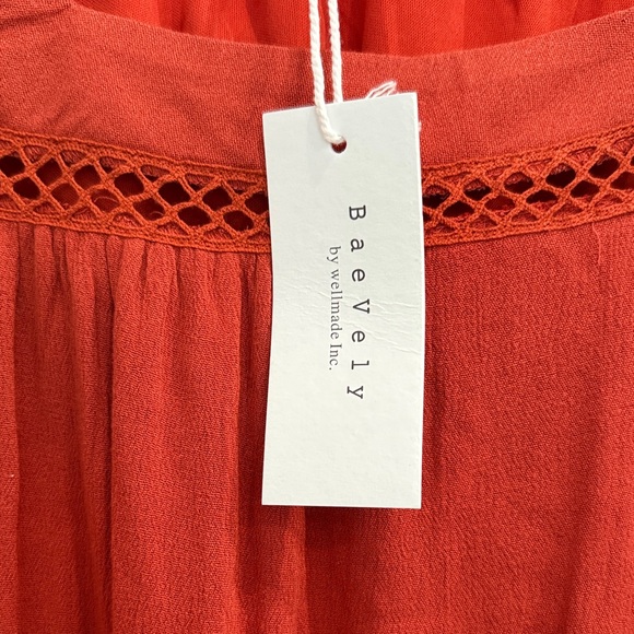 NWT Vici Crochet Tiered Mini Dress - Orange - Picture 4 of 5